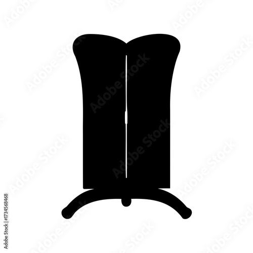 Silhouette of a traditional wooden folding screen on a white background