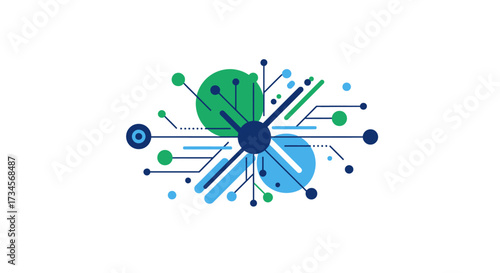 Connected Circles Modern Abstract Network Design with Geometric Shapes and Vibrant Colors