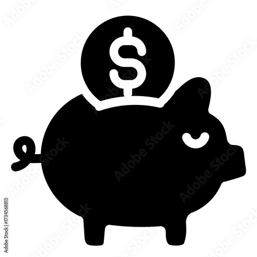 Iconic piggy bank illustration symbolizing savings financial growth and secure future savings