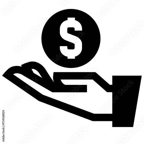 Icon representing financial support donation aid fundraising and investment income stream