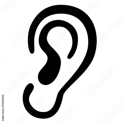 Ear icon design representing hearing and sound perception for medical contexts illustration