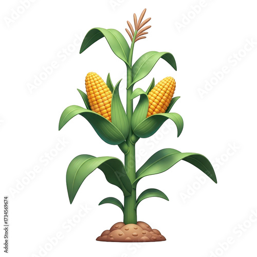 Corn Plant on Transparent Background Maize Agriculture Farm Crop Farming Golden Harvest Stalk Leaves Organic Harvested Ingredient