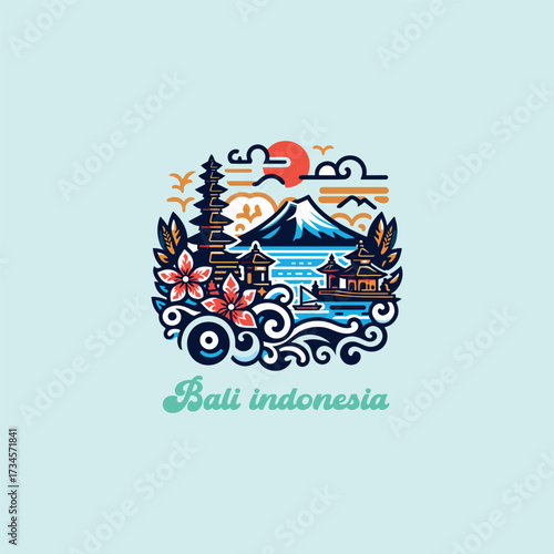 Bali indonesia logo icon vector white bacground .