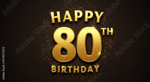 Happy 80th birthday golden text celebration design