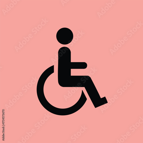 Accessible wheelchair symbol on a soft pink representing disability and inclusive design