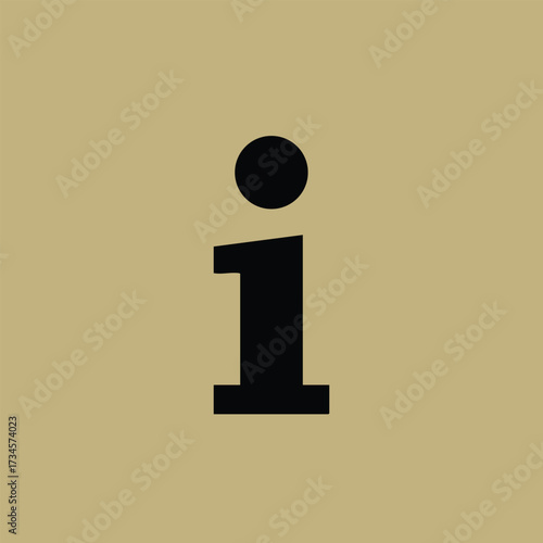 Close-up of a blank beige with a centered lowercase letter 'i' in bold black font for informational or design purposes