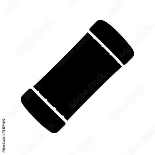 Isolated black yoga mat image perfect for fitness and exercise concept design