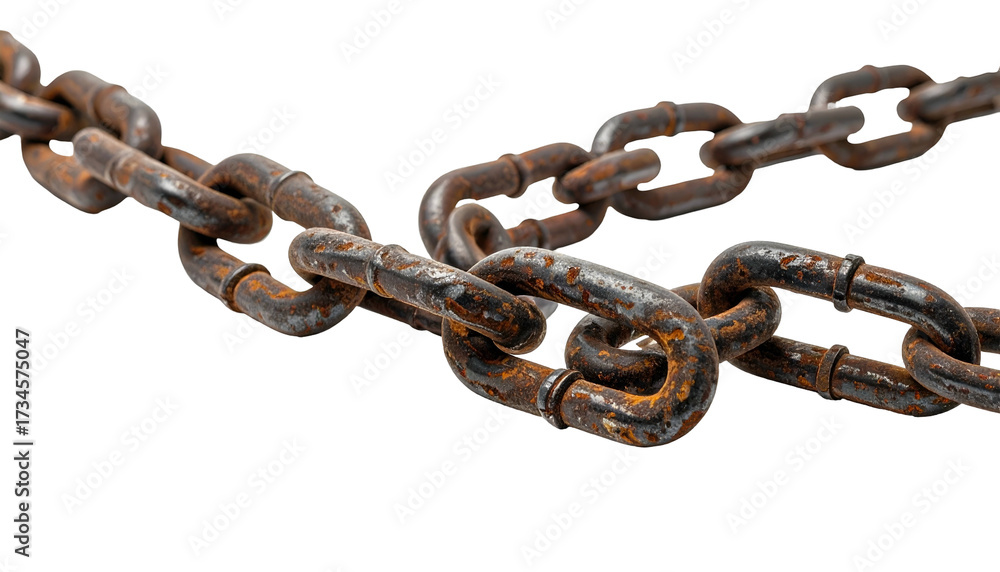 Obraz premium Close-up of a rusty metal chain, dark background, detailed texture