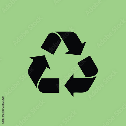 Recycling symbol with three black arrows forming a continuous loop on a light green emphasizing sustainability and environmental conservation