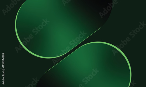 Abstract Green Gradient Shapes Interlocking to Create a Modern Design Element