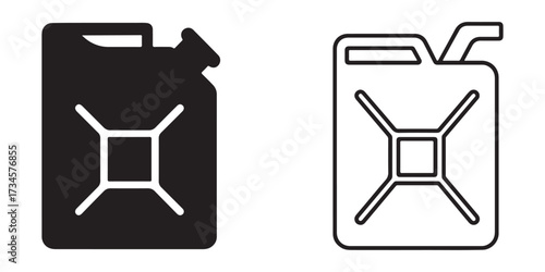 Fuel Canister Vector Illustration Showing Filled and Outline Versions for Design