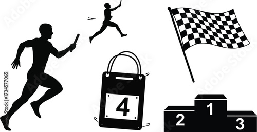Vector art of relay race set for sport concept