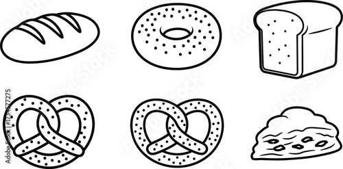 Vector art of bakery products in line art style