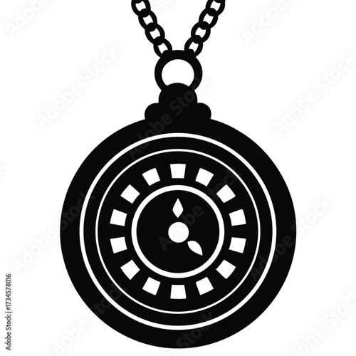 vintage clock pendant vector icon