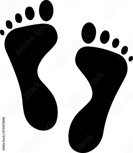 Footprint Silhouette Icon – Human Feet Vector