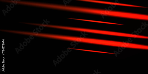 Abstract Red Light Streaks on Black Background. Modern Trendy design in Vector Illustration