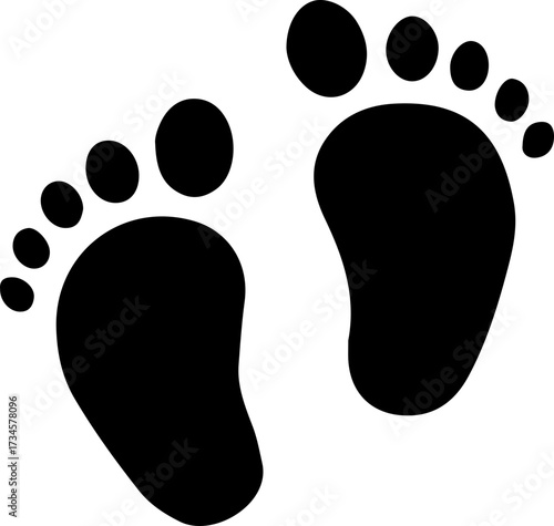 Footprint Silhouette Icon – Human Feet Vector