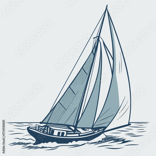 Illustration of a sailboat sailing on the water