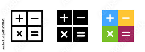 Calculator symbol with plus, minus, multiply, and equal signs representing mathematics, calculation, accounting, and finance concepts, useful for education, business, and technology