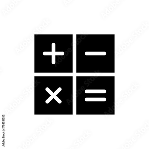 Calculator symbol with plus, minus, multiply, and equal signs representing mathematics, calculation, accounting, and finance concepts, useful for education, business, and technology