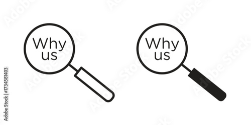 Why us icons in line stroke outline art and clip art