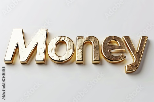 Golden 3D Money Text Isolated on White Background