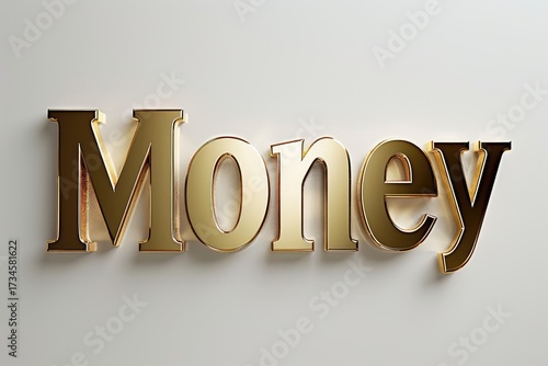 Golden 3D Money Text Isolated on White Background