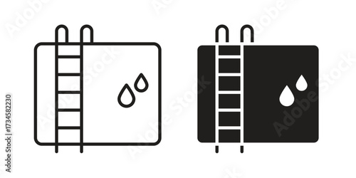 Water tank icons in line stroke outline art and clip art