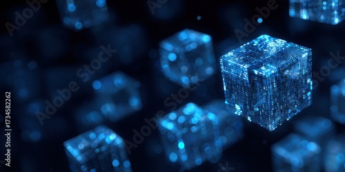 Fototapeta Naklejka Na Ścianę i Meble -  ice cubes on blue background