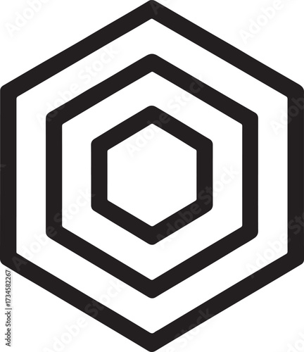 Brutalist concentric polygons silhouette vector, abstract geometric minimal modern layered design.