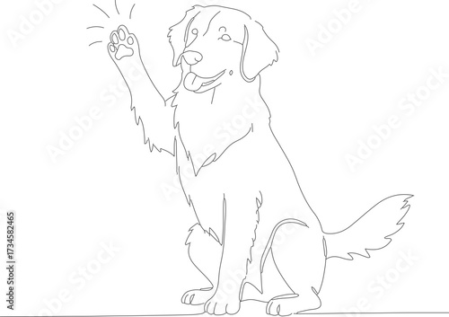 Simple Outline Adorable Golden Retriever Puppy Dog Playing with Light