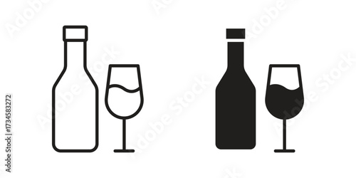 Vodka icons in line stroke outline art and clip art