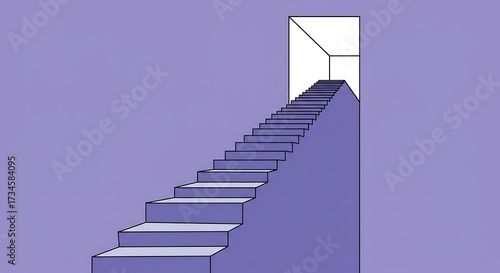 Ascending staircase leading to bright light abstract illustration