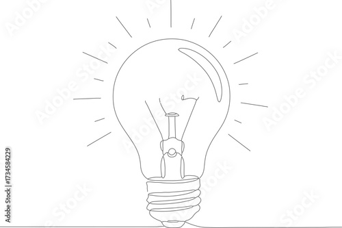 Simple Line Art Lightbulb Idea Spark Innovation Drawing Illustration