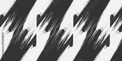 Abstract Black and White Brush Stroke Pattern with Diagonal Lines.