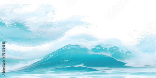Soft Blue Ocean Wave Abstract Watercolor Background with White Brush Flow, Modern Coastal Texture for Elegant Seaside Designs and Digital Creative Artwork