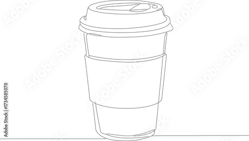 Minimalist Line Drawing of Disposable Coffee Cup Drink Illustration