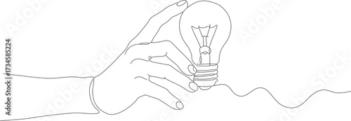 Simple Outline Hand Holding Light Bulb Idea Inspiration Concept