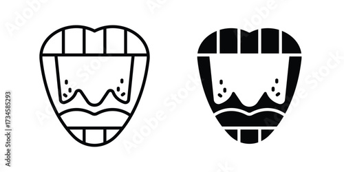 Tonsillitis icons in line stroke outline art and clip art