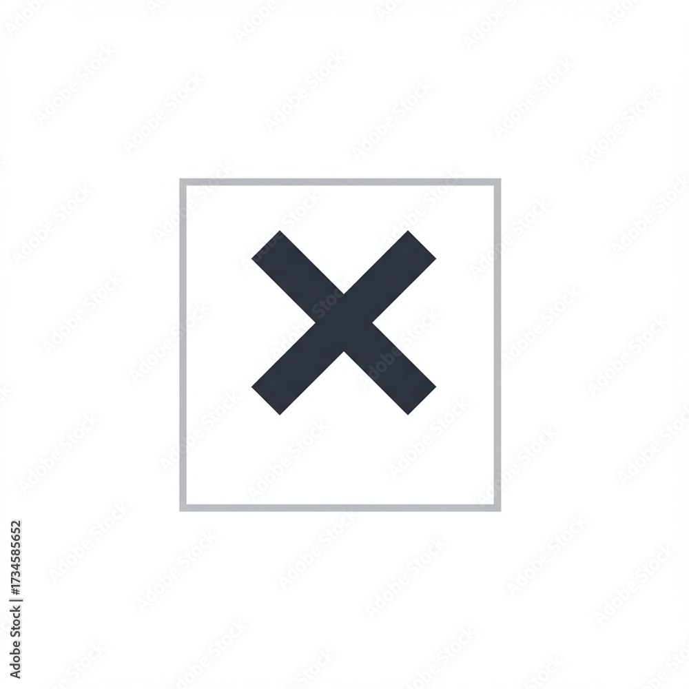 Obraz premium Close button icon in a square frame, representing a delete or cancel action.