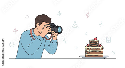 Capturing sweetness: A photographer skillfully photographs a delectable three tier cake