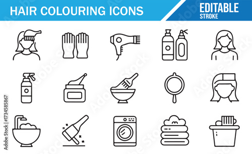 Hairdresser Tools for Coloring — Minimal Outline Symbols Collection