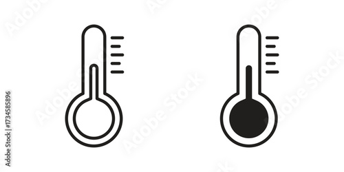 Thermometer icons in line stroke outline art and clip art