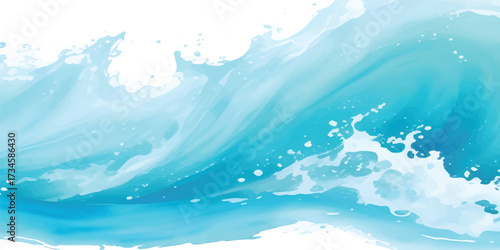 Abstract Watercolor Ocean Wave Texture in Blue and White with Flowing Brush Strokes, Perfect Calm Marine Background for Invitations, Posters, and Modern Digital Designs