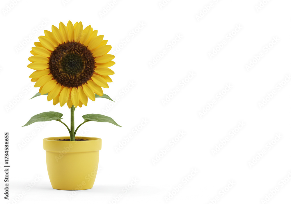 Obraz premium Brighten your space with this cheerful sunflower in a pot, perfect for adding a touch of summer sunshine to any room, bringing joy and warmth