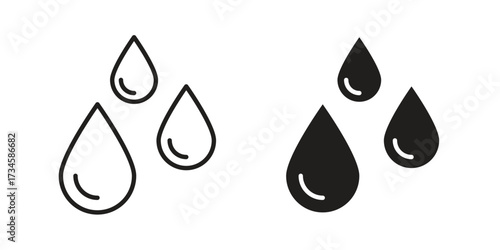 Tear drop icons in line stroke outline art and clip art