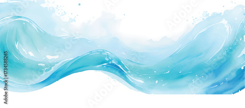 Gentle Flowing Abstract Watercolor Ocean Wave Texture in Light Blue and White Tones, Perfect Minimal Background for Elegant Modern Seaside and Creative Marine Projects