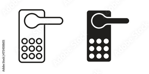 Smart lock icons in line stroke outline art and clip art