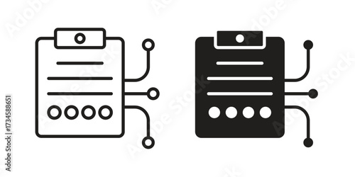 Smart contract icons in line stroke outline art and clip art