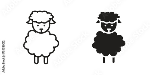 Sheep icons in line stroke outline art and clip art